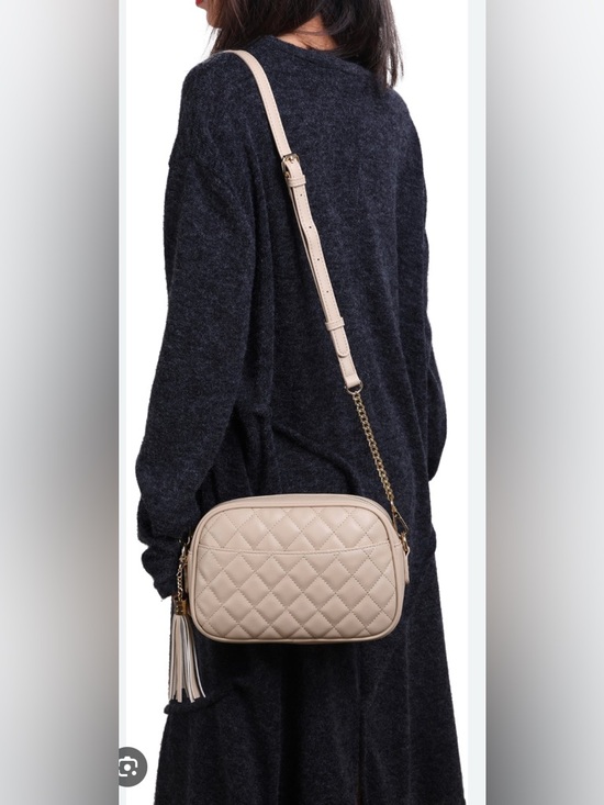 Lola mae Handbags - Lola Mae Quilted Crossbody Bag with Tassel in Beige
